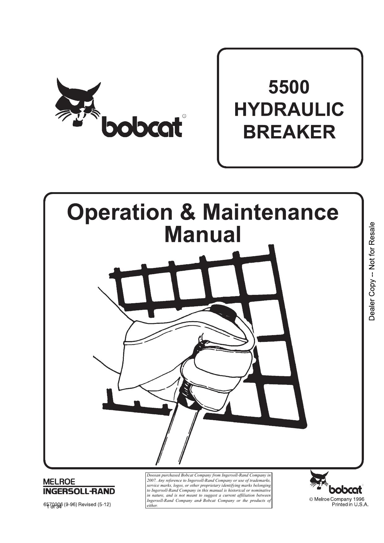 5500 HYDRAULIC BREAKER Operation & Maintenance Manual Bobcat